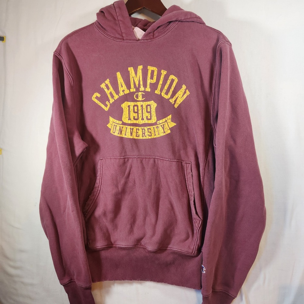 Champion‎ Reverse Weave Hoodie Maroon 1919 University Graphic W2589S Small